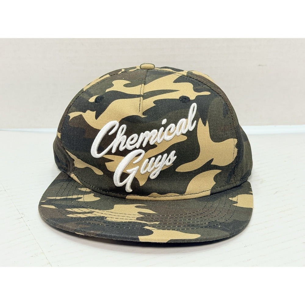 Chemical Guys Camo Snapback Hat‎ Cap Script Logo Flat Bill Adjustable Cotton